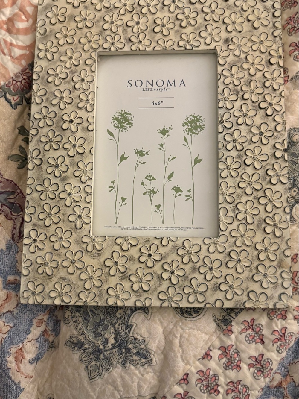 Sonoma Cream Floral Embossed Picture Frame